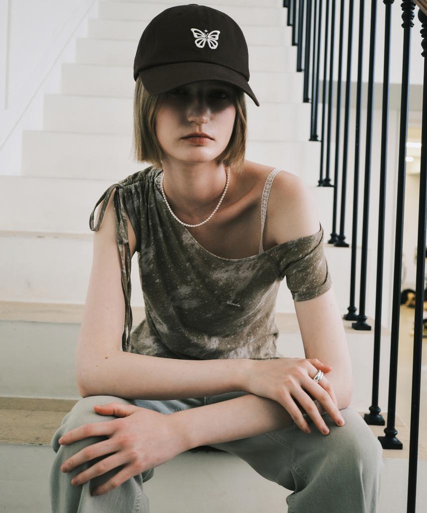 Nigaennikol Mini Butterfly Blink Ball Cap_Brown Cream
