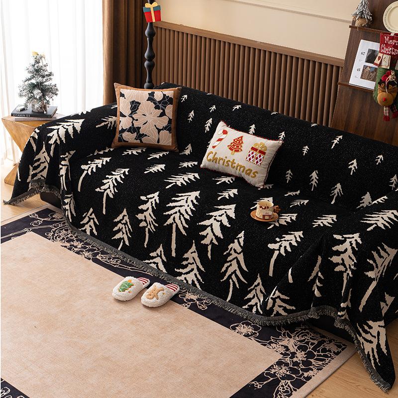 Christmas Festival Decoration Chenille Sofa Cover,All Seasons Blanket Sofa Towel,Living Room Sofa Cover,Anti-cat Scratch Cover