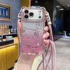 Cute Bear Ear Plating Crossbody Strap To Phone Case For iPhone 17 16 15 14 13 12 11 Pro Max X Xs Max 7 8 Plus 17Air Cover Girl