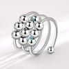 Creative Rotatable Double Layer Bead Open Ring Anxiety Relief Stress Reducing Spinner Jewelry Fashion Adjustable Finger Band