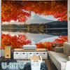Tapestry Wall Hanging Autumn Lake Natural Stylish Fabric Interior Change the Atmosphere 100cm Long X 150cm GT0067A U-SITU Decor, Mt. Fuji, Leaves,