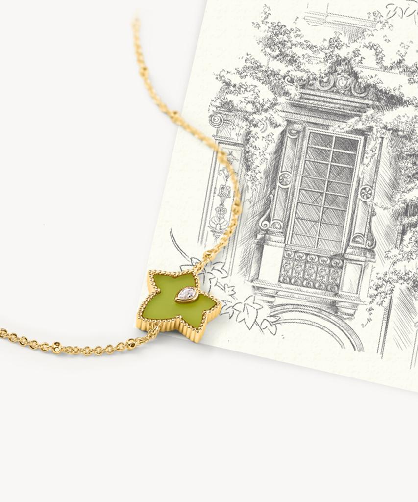 Lola Rose Ivy Green Onyx Bead Pendant Chain Bracelet