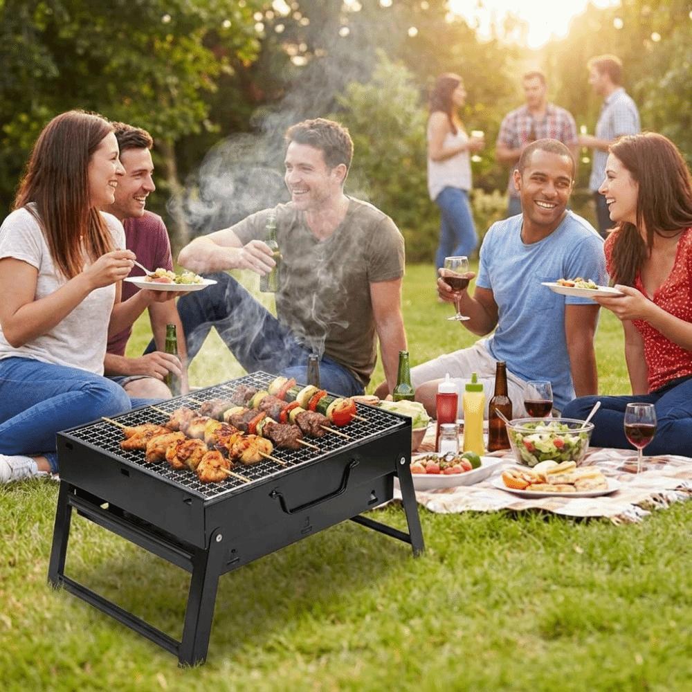 Space-saving Outdoor Barbecue Grill Thickened Grill Rack Camping Folding Carbon Grill Travel