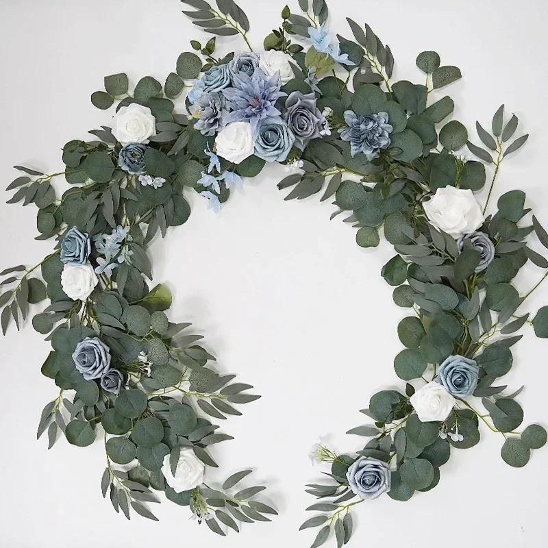Artificial Flower Garlands for Table Runner Eucalyptus Sweetheart Table Centerpieces for Backdrop Boho Wedding Decoration