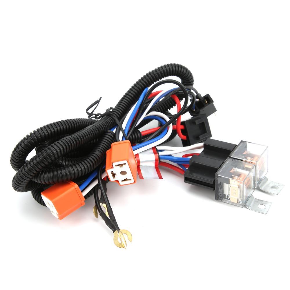 DC 12V H4 Headlight Relay Harness Ceramic Socket Relay Wiring Harness Kit Offroad Truck