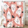 Pink Ghosts Shower Curtain Halloween Decor for Bathroom White Spooky Cute Frightening Spirit Pattern Waterproof Fabric Decoratio