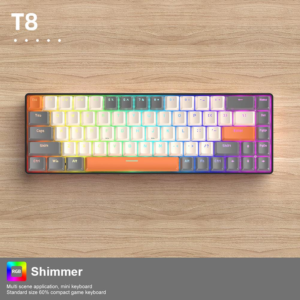 T60 Mechanical Keyboard 100 Keys RGB Backlight Red/Green Switch USB Wired Mechanical Gaming Keyboards Type-C Personalized Keycap