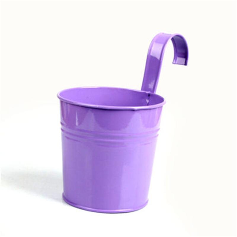 10 Colors Metal Iron Flower Wall Hanging Flower Plants Pot Hook Bucket Tin Garden Planter Pots Balcony Hanging Succulent Basket