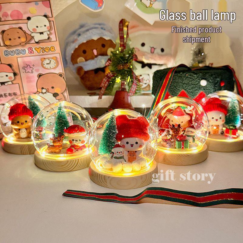 One Two Bubu Cute Luminous Glass Christmas Crystal Ball Night Light Gift for Girls & Best Friends