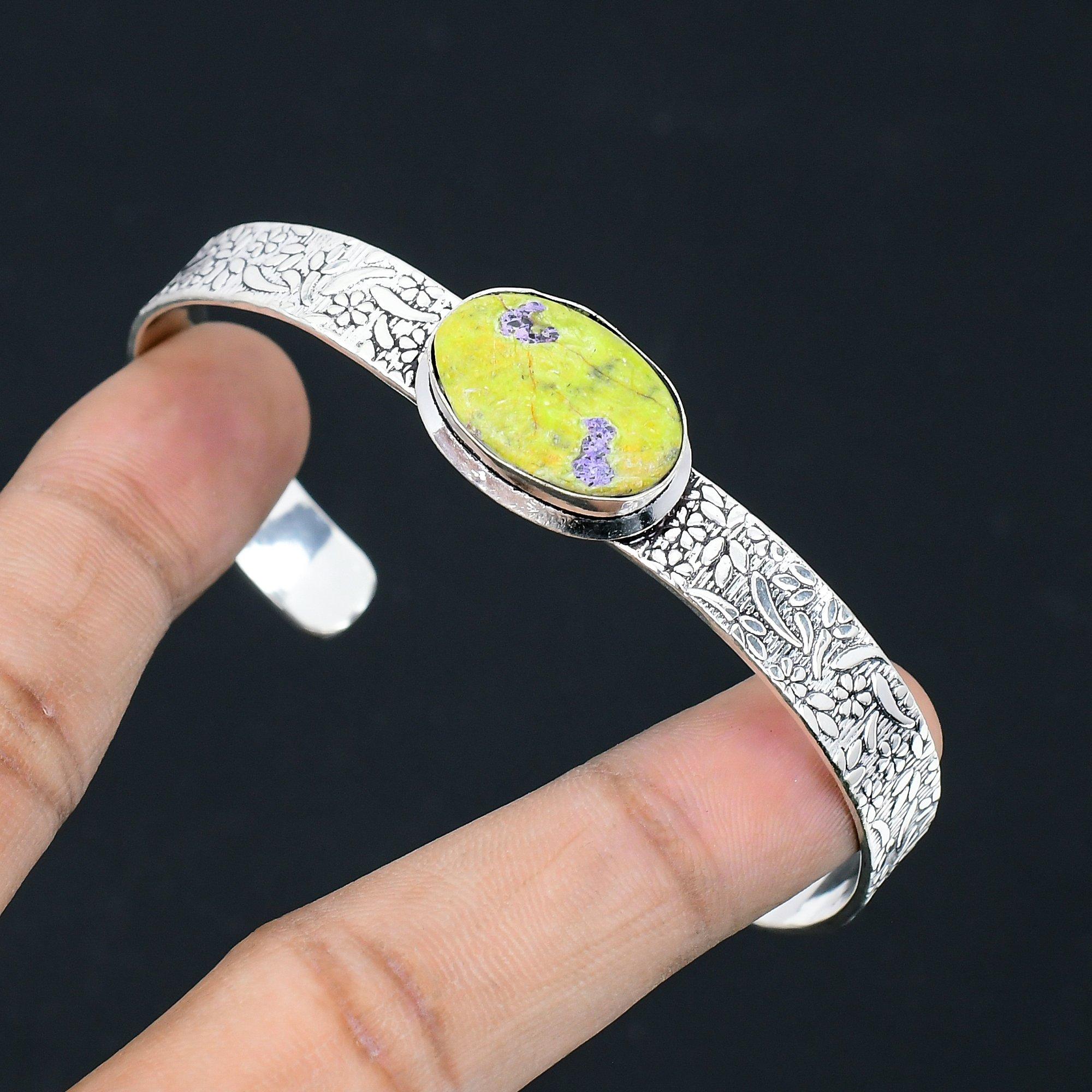 

Halloween Sale Natural Atlantisite 925 Sterling Silver Birthday Bangle Bracelet Adjustable