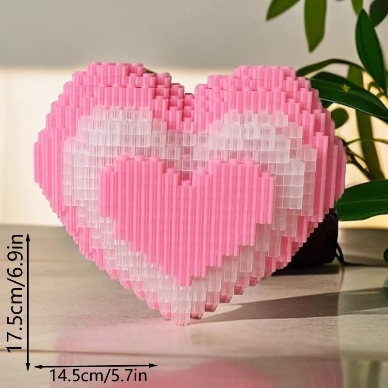 

Pink Heart-Shaped Creative Romantic Building Blocks Micro Blocks Flower Rose For Assembly Valentines Birthday Holiday Gift