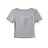 YPFF Women's Retro Square Neck Button Short Sleeve Crop Top
