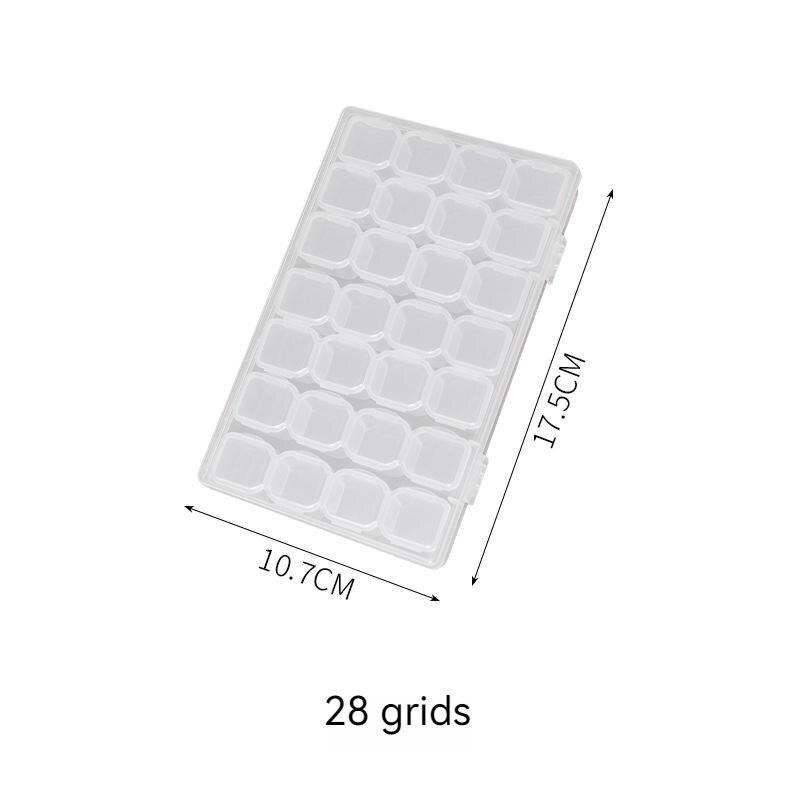 Portable Transparent 28 Grid Nail Enhancement Storage Box Tool Accessory Box Detachable Plastic Box Jewelry Diy Storage Box