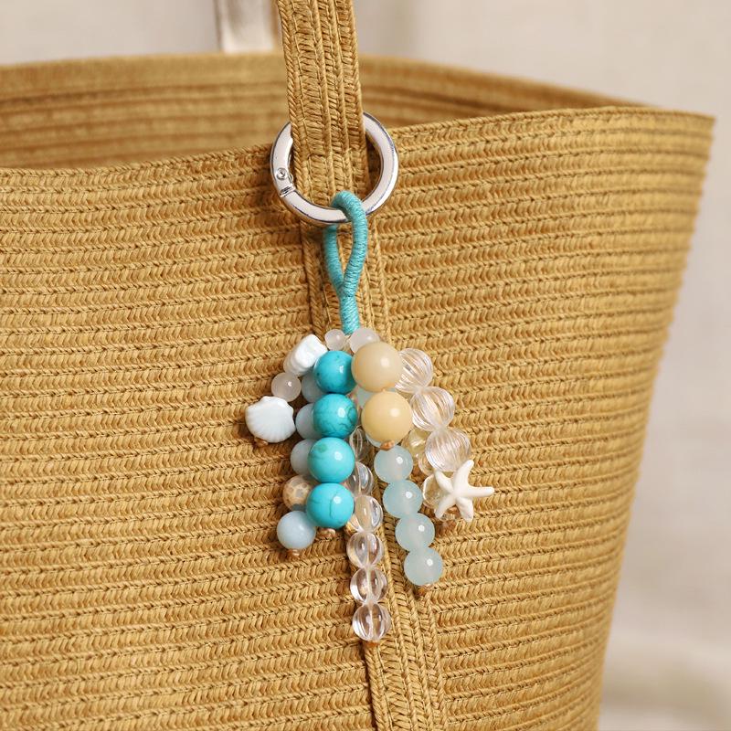 Handmade Beaded Keychain: Summer Chinese Style Woven Bodhi Pendant for Bags