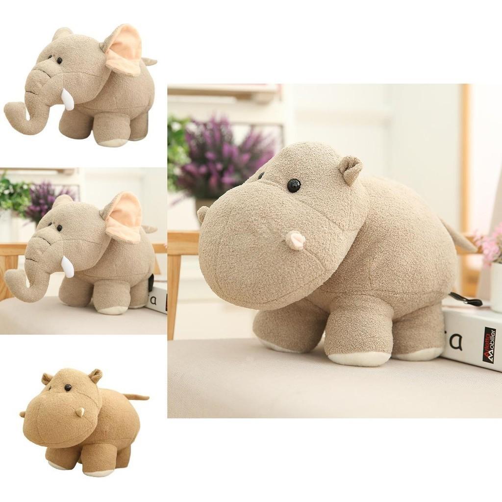 Realistic Hippo And Elephant Plush Toys For Kids' Birthday Gifts