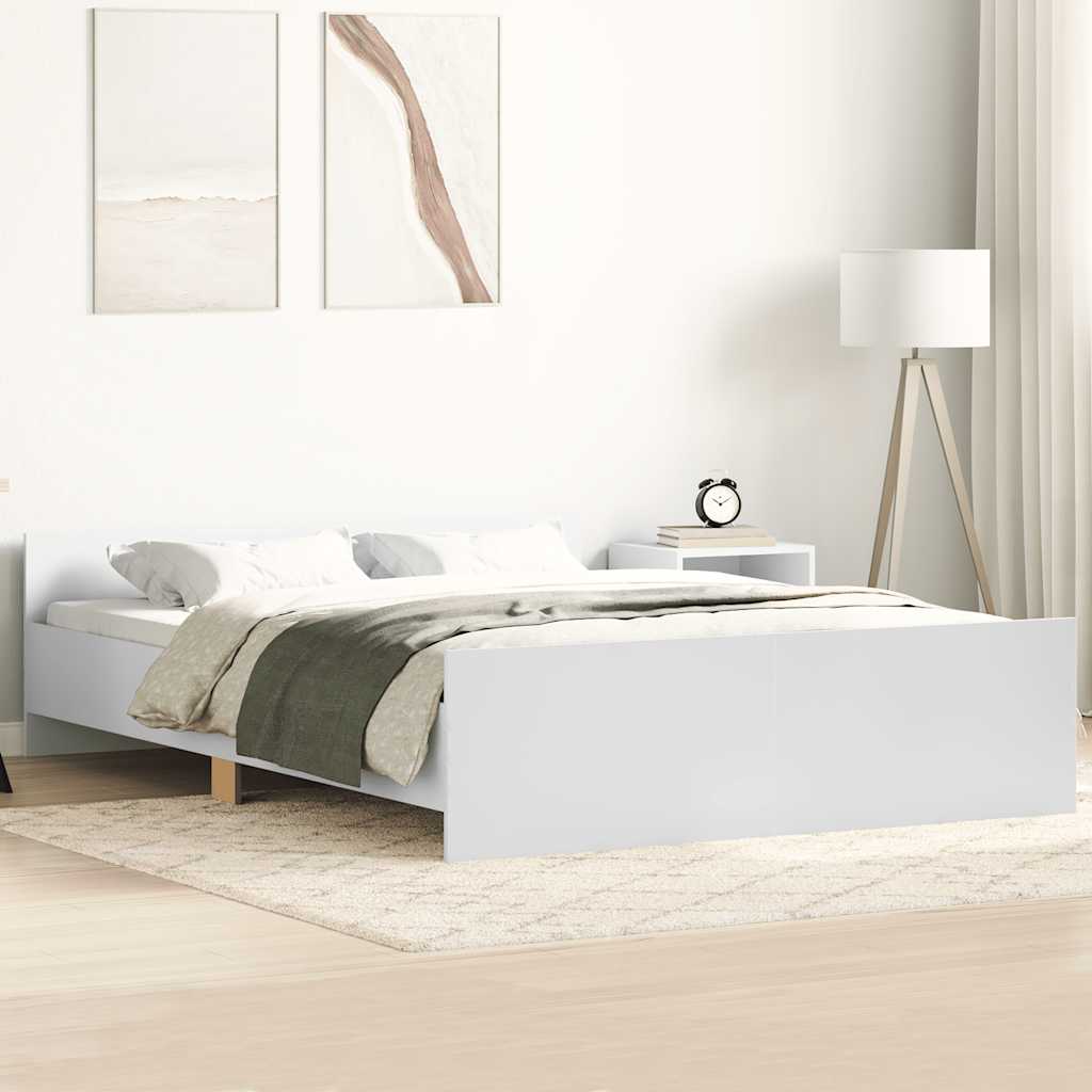 Bed Frame with Headboard and Footboard White 120 x 190 cm