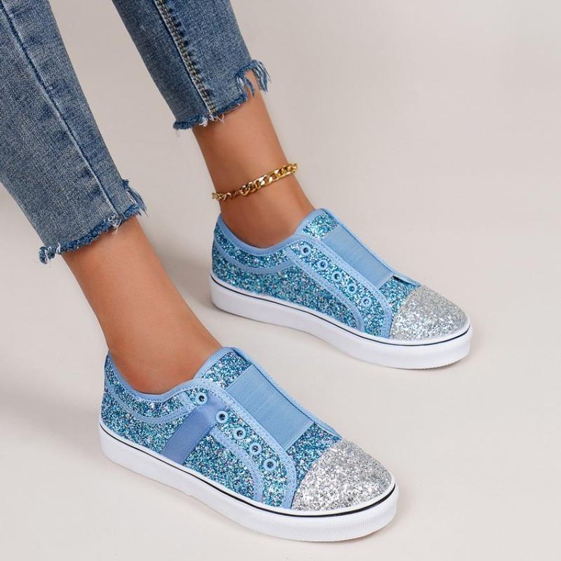Fashion Women's Casual Shoes Glitter Women Canvas Shoes Breathable Outdoor Sport Shoes Designer Low Top Loafers Comfort Sneakers