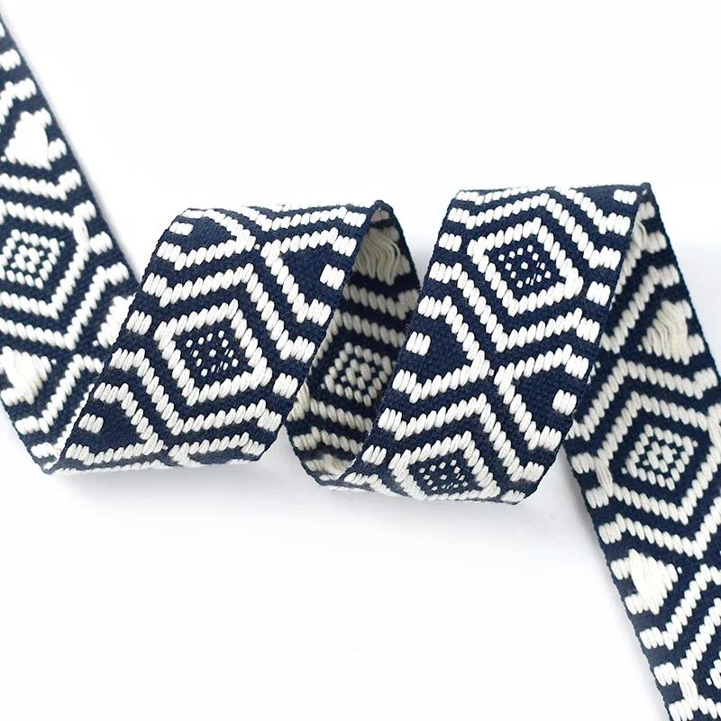 Meetee 2-10M 38mm Jacquard Polyester Cotton Ribbon Band Canvas Bag Strap Belt Decorative Bias Webbing Tape Sewing Accessories
