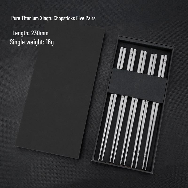 High-End Pure Titanium Chopsticks: Anti-Mildew, Non-Slip, Odorless, Heat-Resistant, Portable Chinese Tableware, Perfect for Home or Gift Use.