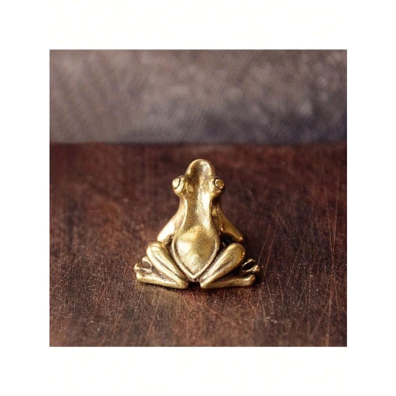 1 Stück Niedliche Retro-Kupferfrosch-Figur - Miniatur-Schreibtischornament und Teetier-Dekoration Beste Geschenke Geburtstag Abschluss