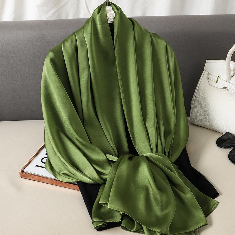 Luxury Brand Spring Large Long Pashmina Women Scarf Solid Silk Shawl Wrap Lady Beach Fashion Female Bandana Cover Echarpe