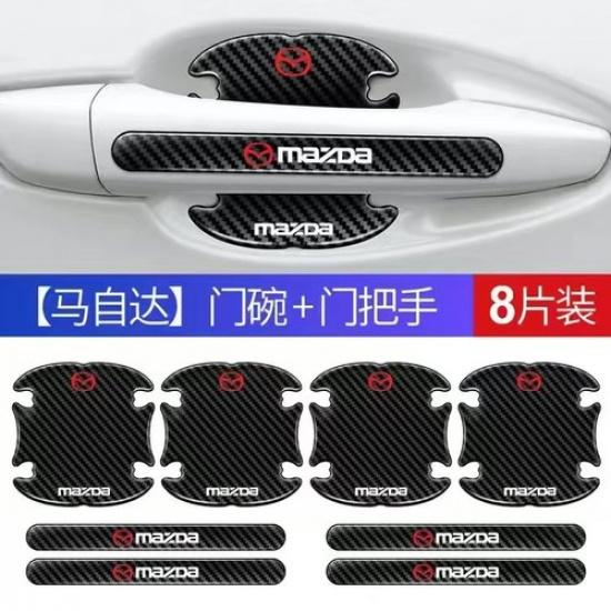8PCS CarbonFiber Car Door Handle Bowl Film Protector Decal Sticker for Mazda