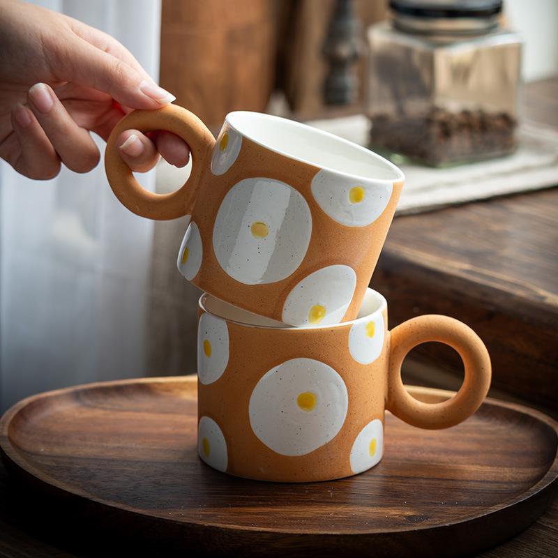 Internet Celebrity Hand-Painted Ceramic Mug Afternoon Tea Coffee Cup Breakfast Cup Photo-Produced Water Cup Good-Looking Cup