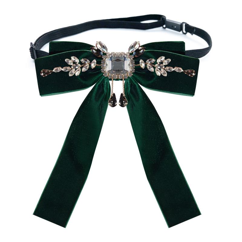 High-end Velvet Bow Tie British Rhinestone Bowknot Brooch Shirt Collar Pins Luxulry Brooches for Women and Men Accessories