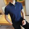 Summer Ice Silk Seamless Short Sleeved Polo Shirt Men's Korean Fashion Turn Down Collar T-Shirt Casual Business Polo T-Shirts