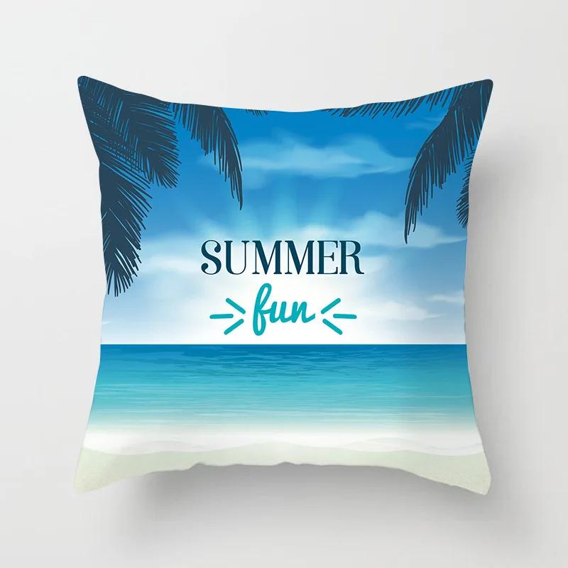 Pillowcases Home Decor Living Room  Cute Blue Ocean Pillowcase Office Chair Double Bed Cushion Cover