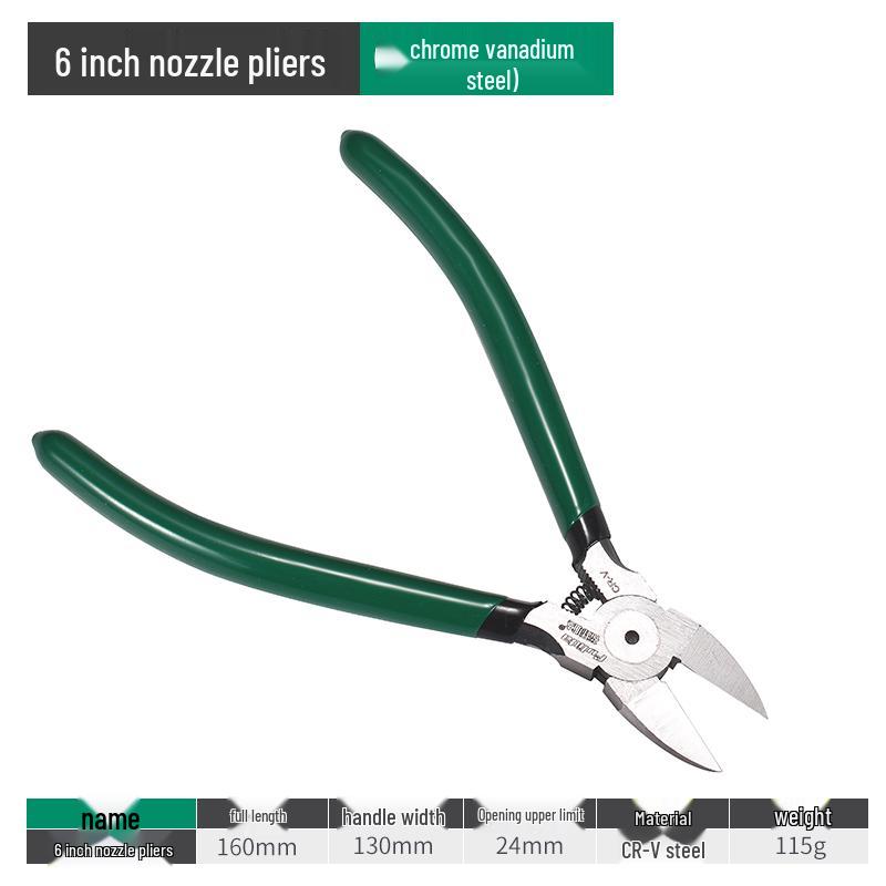 6-Inch Industrial Diagonal Cutting Pliers for Electronics and Models - Offset Jaw Design
