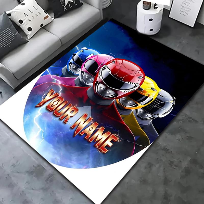 Power Rangers Adventure Custom Name Carpet Rug For Living Room Bedroom Home Sofa Decoration Kids Play Nonslip Floor Mat