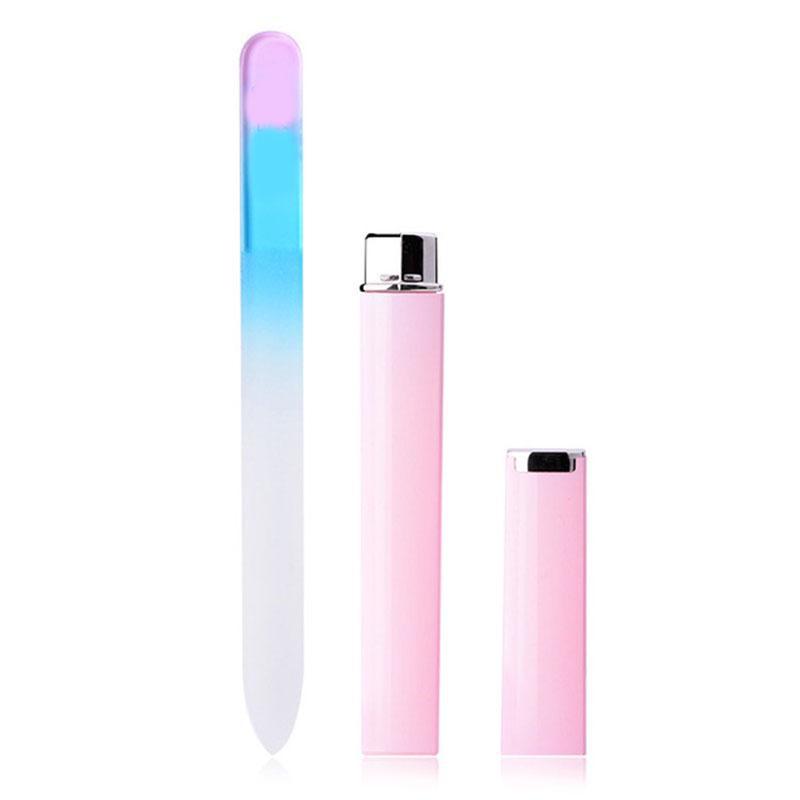 

1 шт. стеклянная пилочка для ногтей с футляром хрустальная пилочка для ногтей профессиональный салонный маникюрный инструмент для натуральных ногтей XYZ розовый