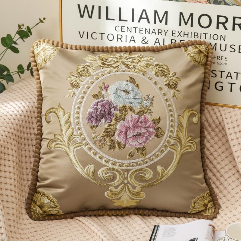 Floral Decorative Pillow Cases Embroidered Jacquard Throw Pillow Cushion Cover For Living Room Decor