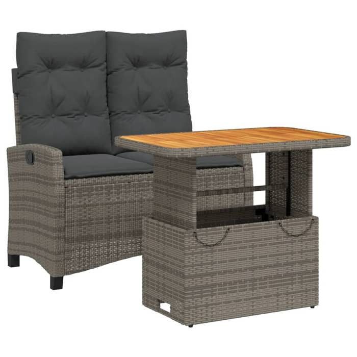 VidaXL Ensemble à Manger de Jardin avec Coussins 2 pcs, Table de Terrasse, Meubles de Patio, Mobilier d'Extérieur, Gris 3277406
