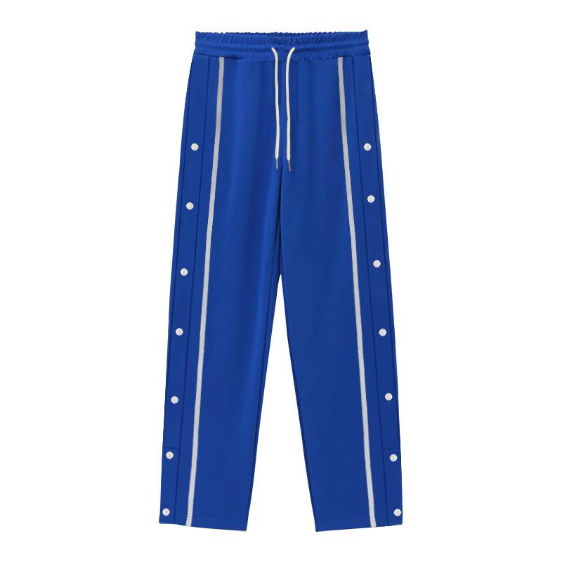 New Men Casual Sports Breasted Pants Men's Jogger Button Loose Straight Drawstring Oversized Loose Trousers