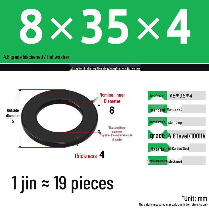 Blackened Enlarged Thickened Metal Washer - M3-M42