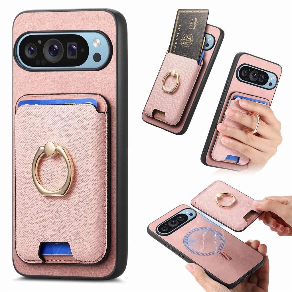 Cross-Border Google Pixel 9A Magnetic Card Holder Ring Case - Drop-Proof Protection