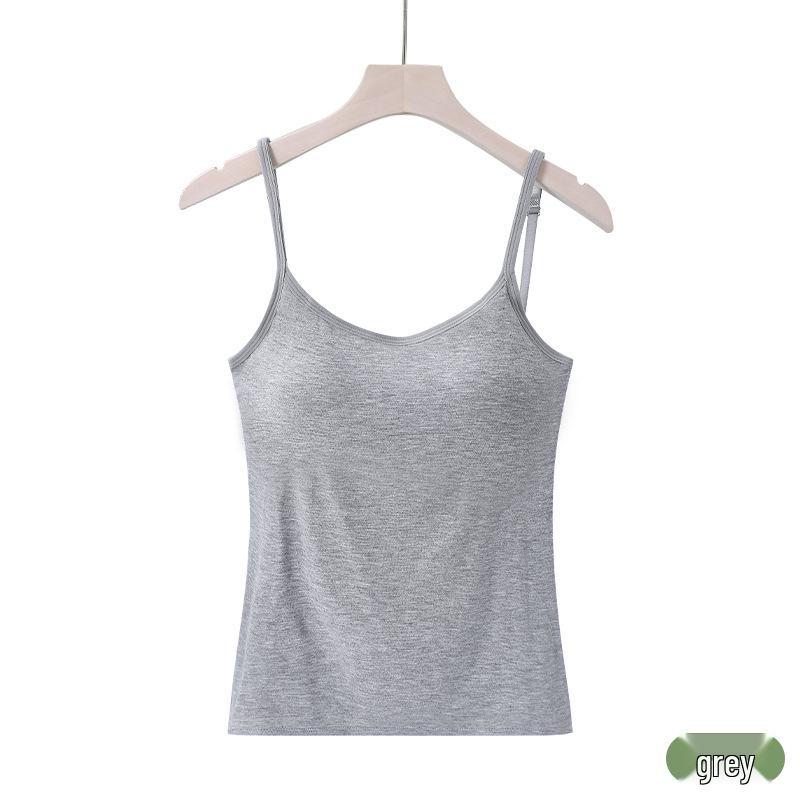 Women's One-Piece Camisole with Built-In Pads: Wire-Free, Adjustable Spaghetti Straps, Ideal Bandeau Base Layer