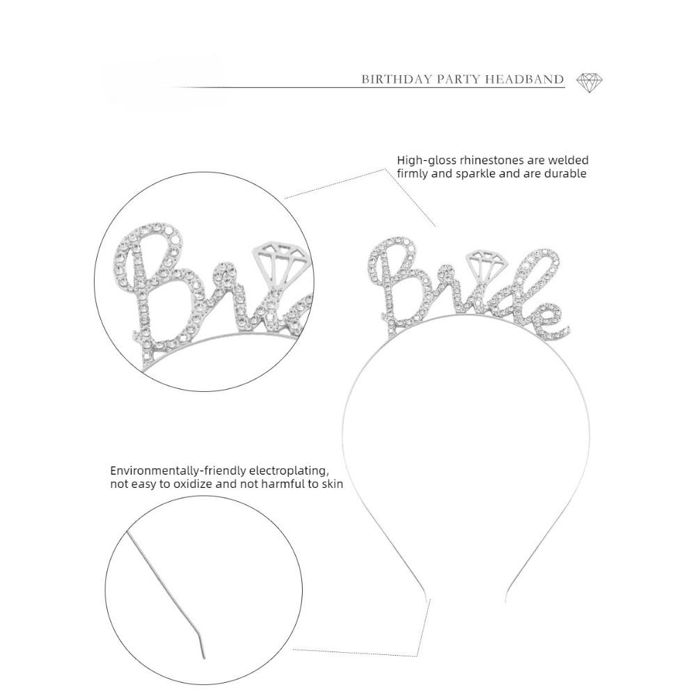 4-piece set for singles parties, including bridal headbands, shoulder straps, headbands, badges, and a set, bride to be, Wedding veil
