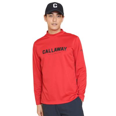 Men's Long Sleeve Mock Neck Shirt (Stretchable, UV Protection) / Golf Undershirt / C24233102 1100_Red LL