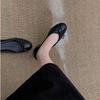 Grape Mother Of The Same Style, Oil Wax Horse Leather Ballet Shoes, Bow, Shallow Mouth, Not Tired Feet, Flat-Soled Single Shoes Women'S Egg Roll Shoes