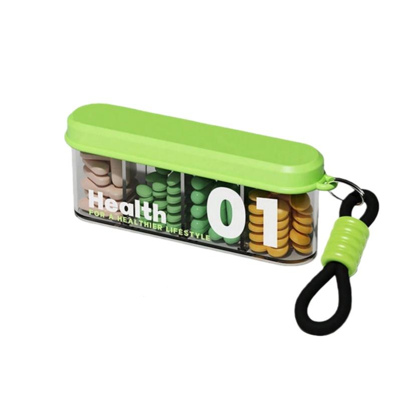 

4grids Pill Organizer Portable Plastic Tablets Box with Lanyard Multipurpose Pill Storage for Vitamins And Medicines