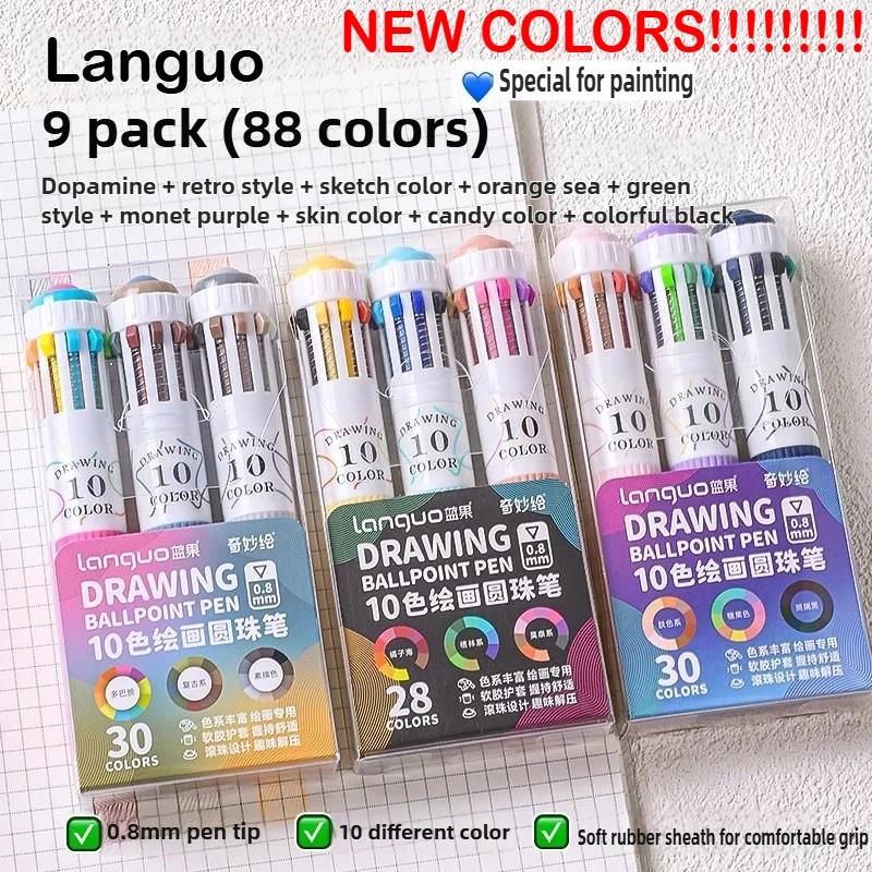 Languo 146/10 Color Ballpoint Pen 0.8mm Cartoon Soft Grip Press for Drawing Multicolor Writing Pen Office School Supplies
