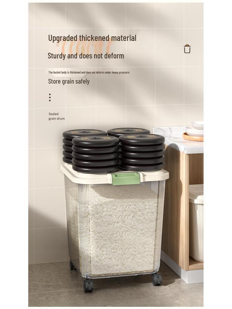 Wheeled Airtight 30-50 Jin Rice & Flour Storage Container - Insect & Moisture-Proof, Food Grade