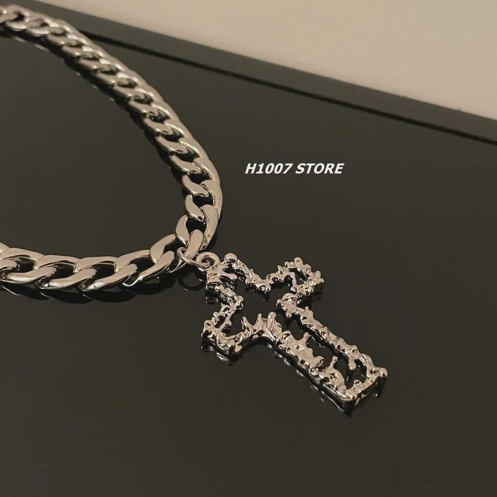 Dark Melting Style Cross Hip-Hop Cuban Necklace - Unisex Clavicle Sweater Chain