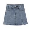 Women's High Waist A-Line Split Denim Mini Skirt - Plus Size, Slimming, Anti-Exposure, Hip-Hugging Design