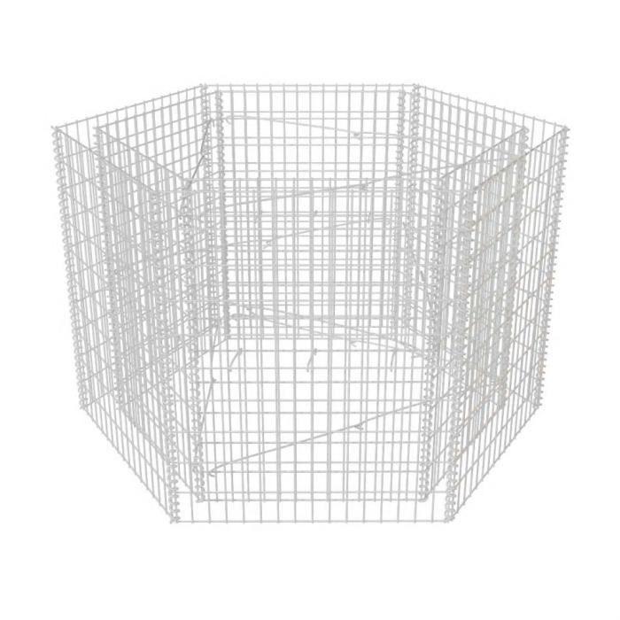 Lit surélevé - vidaXL - Gabion hexagonal - 160x140x100 cm - Acier galvanisé - Résistant aux intempéries