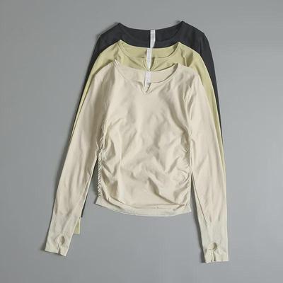 Top da Donna Autunno/Inverno a Manica Lunga con Scollo a V per Yoga e Pilates Slim Fit
