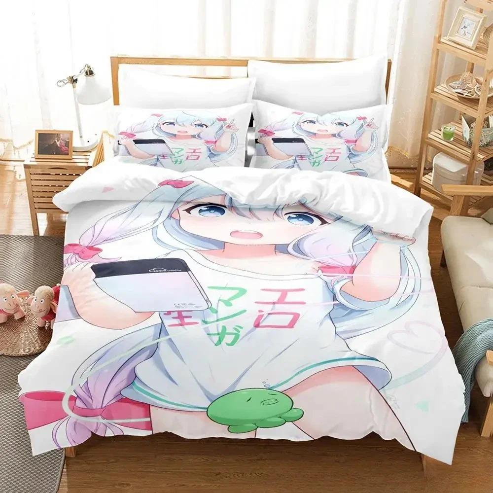Home Living Luxury  Sagiri Izumi Bedding Set Cartoon Anime Three-piece Set Adult Kid Bedroom Duvet Cover Sets 3D Kawaii Girls